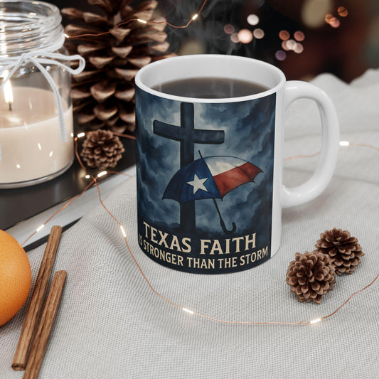 Texas Faith Ceramic Mug: Inspirational Christian Coffee Cup