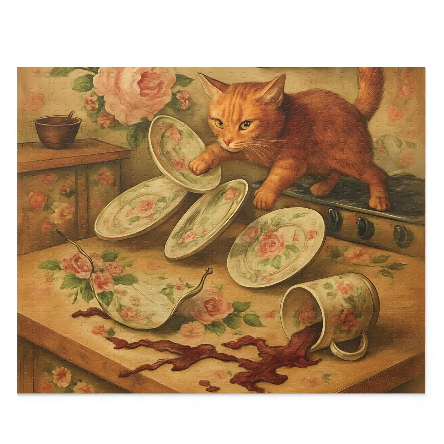 Whimsical Cat Puzzle: Cozy Family Activity, Unique Art