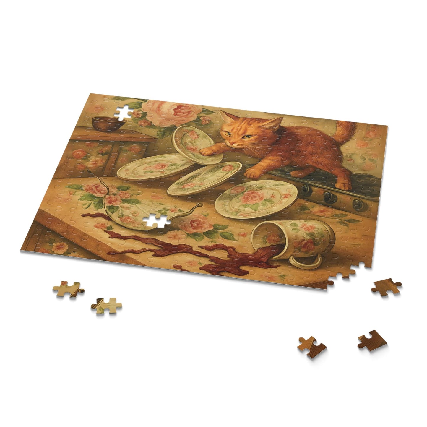 Whimsical Cat Puzzle: Cozy Family Activity, Unique Art