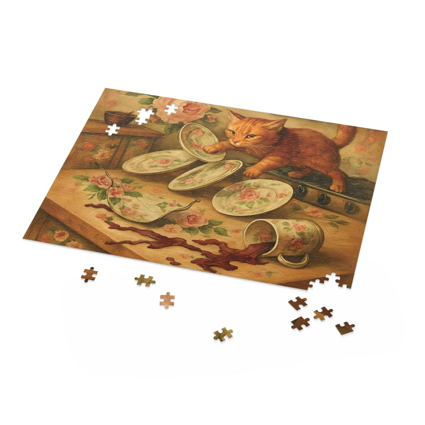 Whimsical Cat Puzzle: Cozy Family Activity, Unique Art