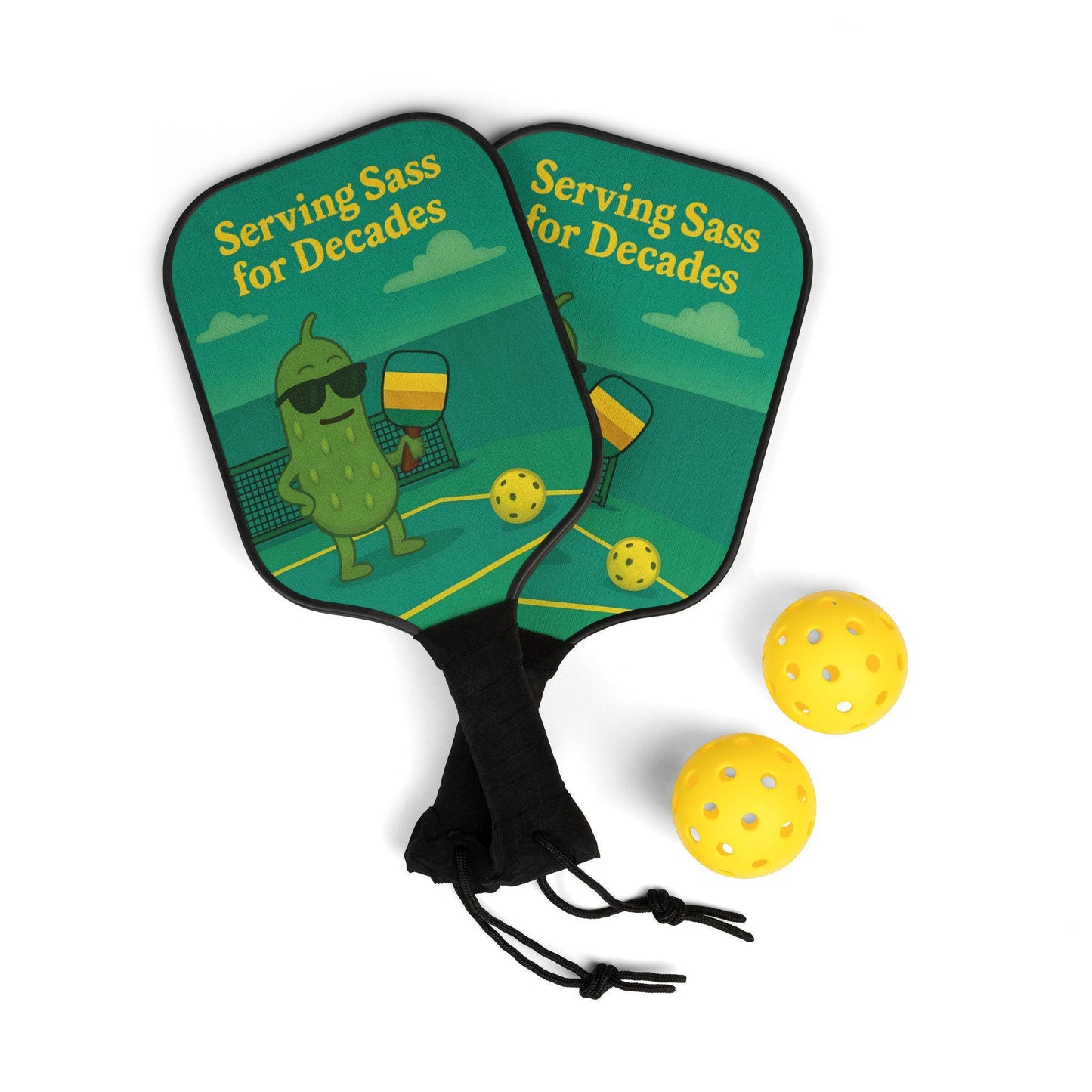 Fun Pickleball Paddle Set: Wooden Paddles & Balls