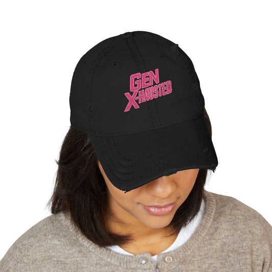 Gen X-Hausted Embroidered Dad Hat: Funny Gen X Apparel