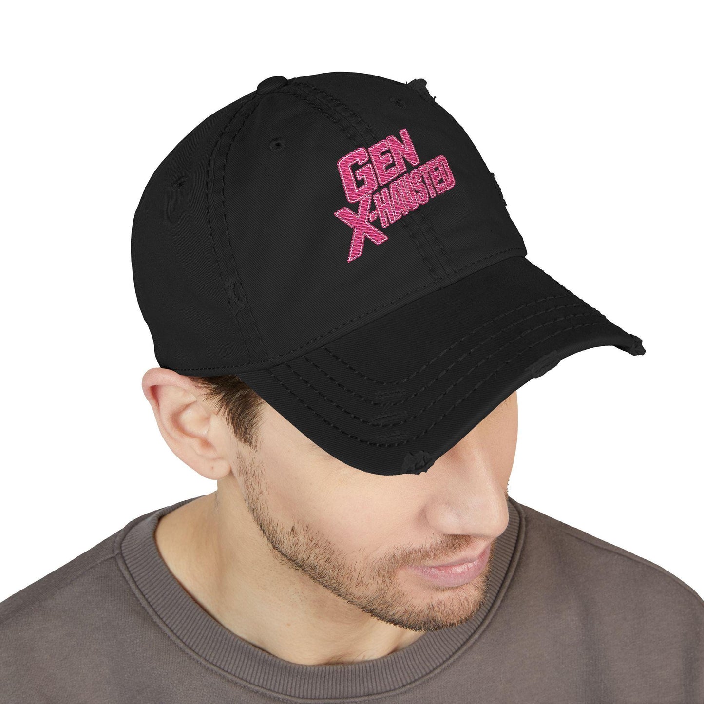 Gen X-Hausted Embroidered Dad Hat: Funny Gen X Apparel
