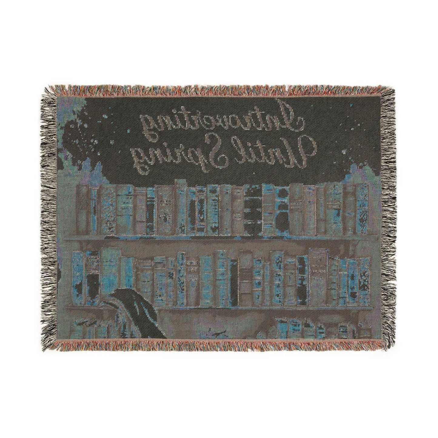 Literary Woven Cotton Blanket: Cozy Reading Nook Decor