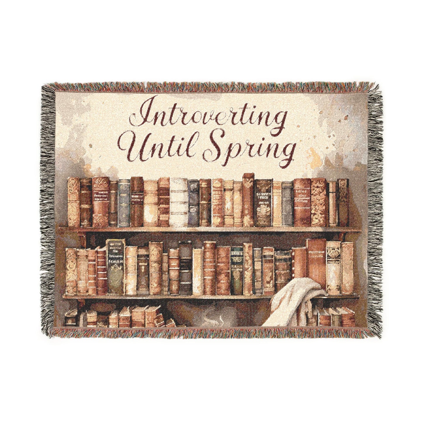 Literary Woven Cotton Blanket: Cozy Reading Nook Decor