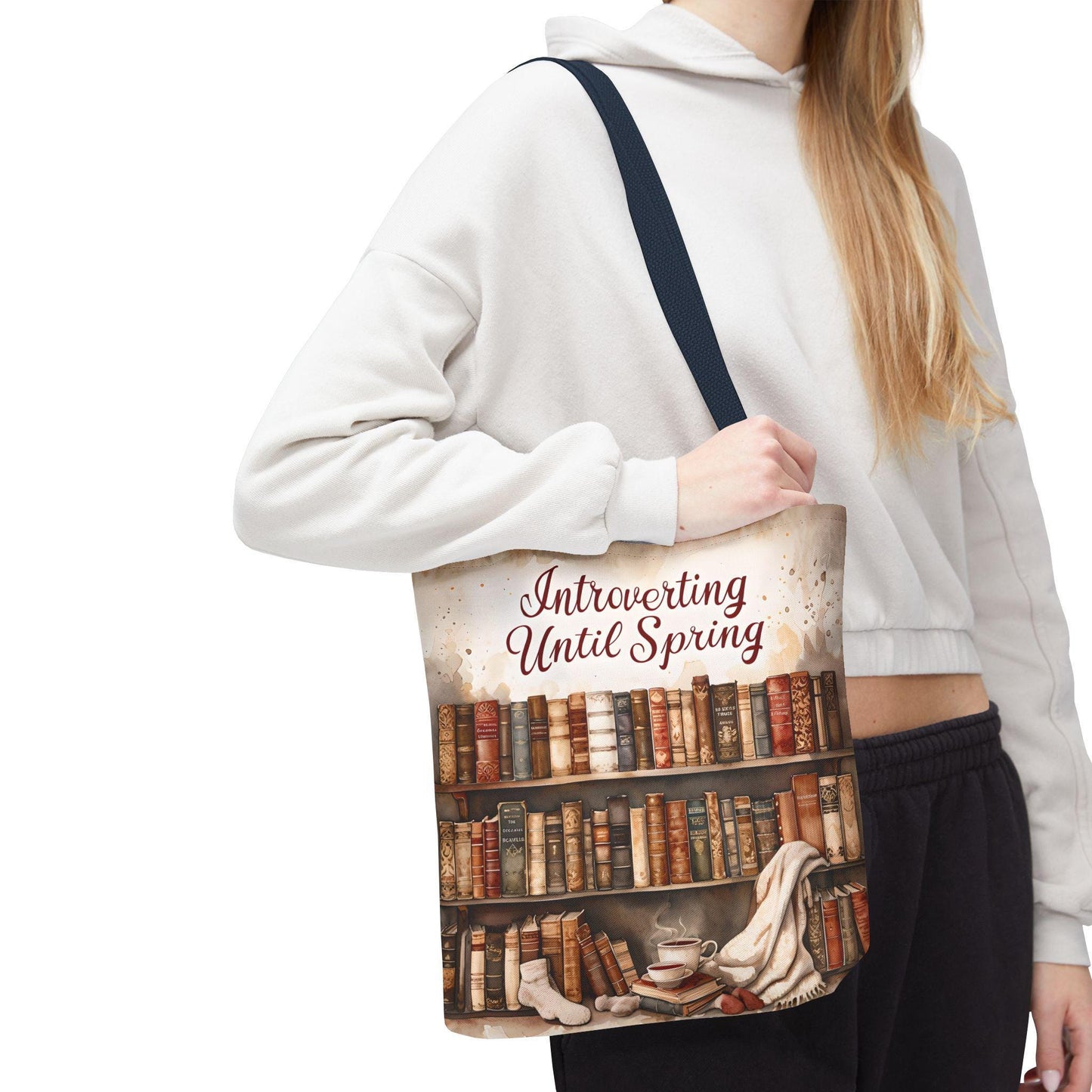 Book Lover Tote Bag: "Introverting Until Spring" Literary Gift
