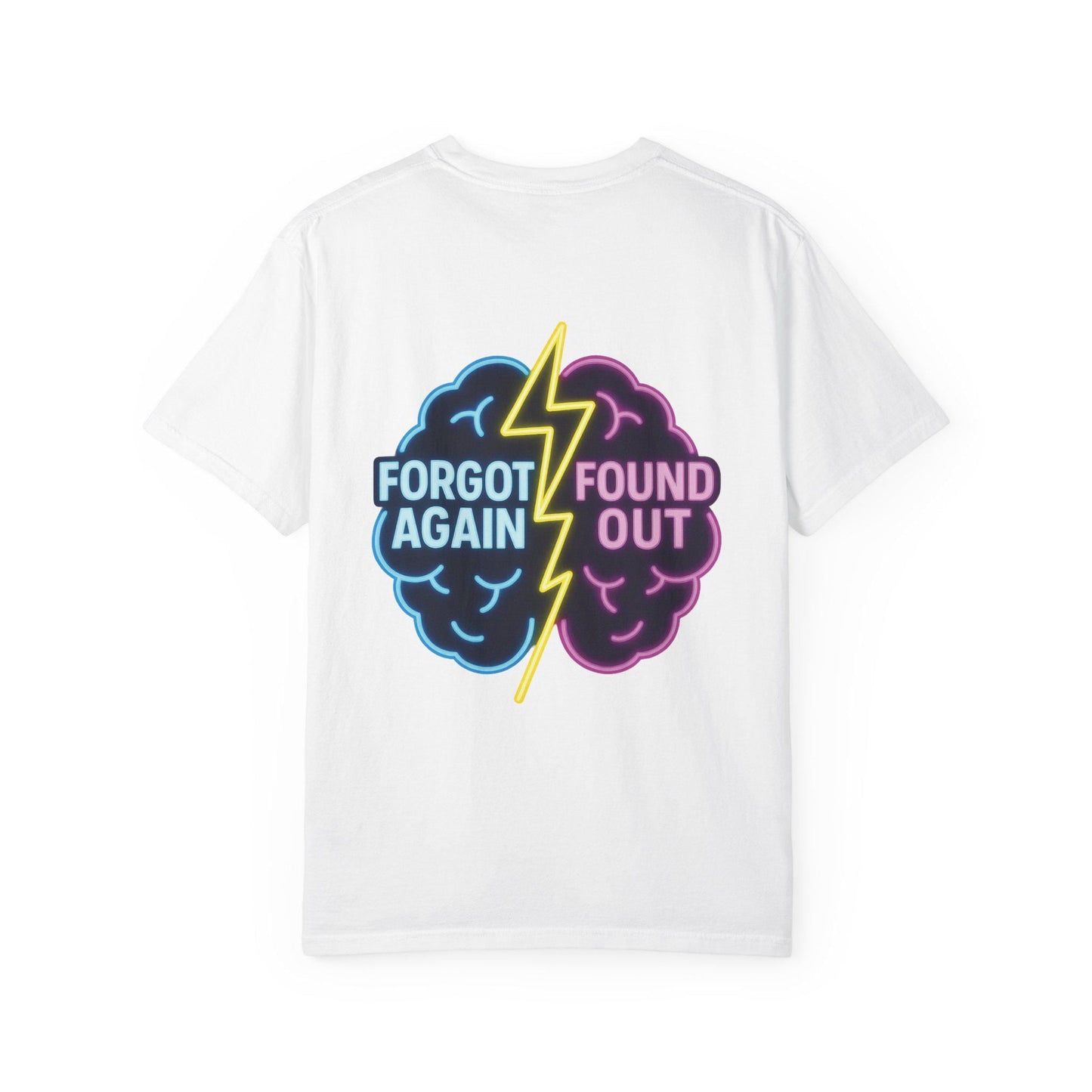 Brainiac Humor T-Shirt: "Forgot Again, Found Out" Novelty Tee