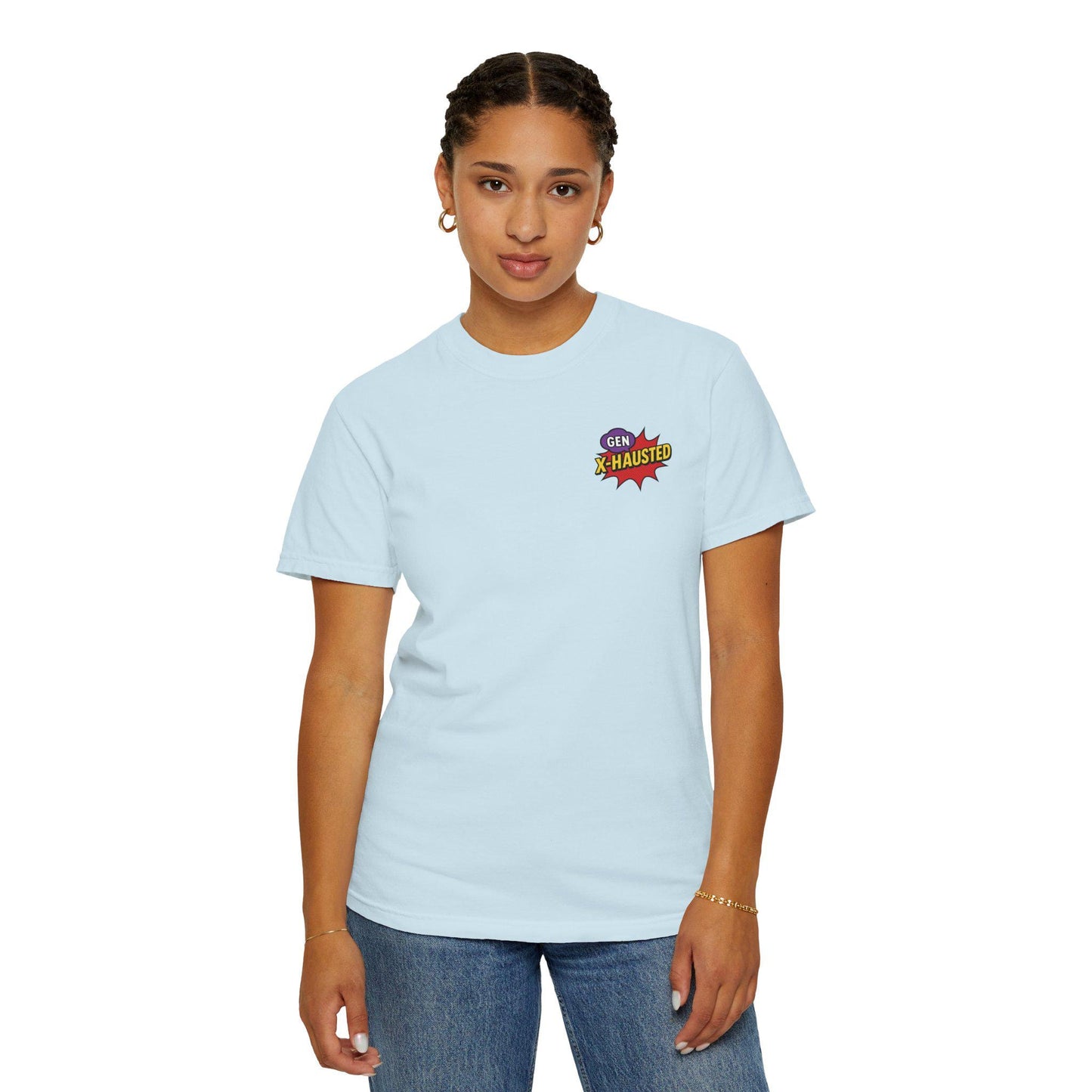 Gen X Comic-Style Funny T-Shirt Forgot Again, Found Out, Unisex Garment-Dyed Tee for Humor Lovers, Graphic Novel Shirt, Hilarious Cotton Top