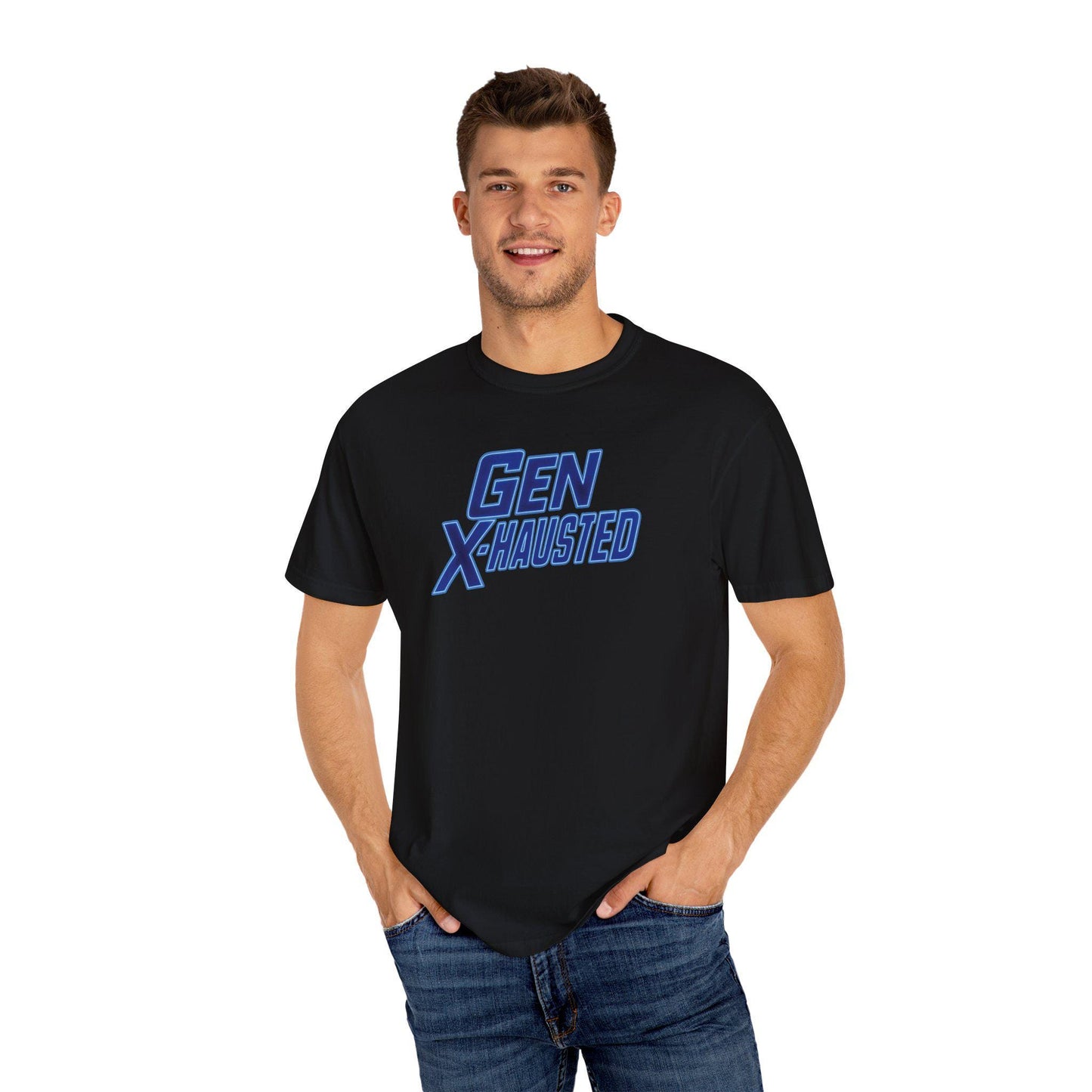 Gen X-Hausted T-Shirt: Vintage Style Gen X Humor Tee