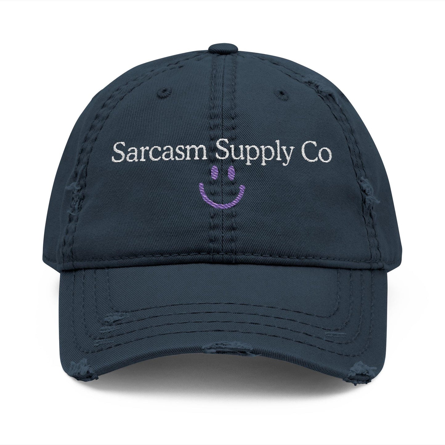 Distressed Cotton Dad Hat: Sarcasm Supply Co Embroidery