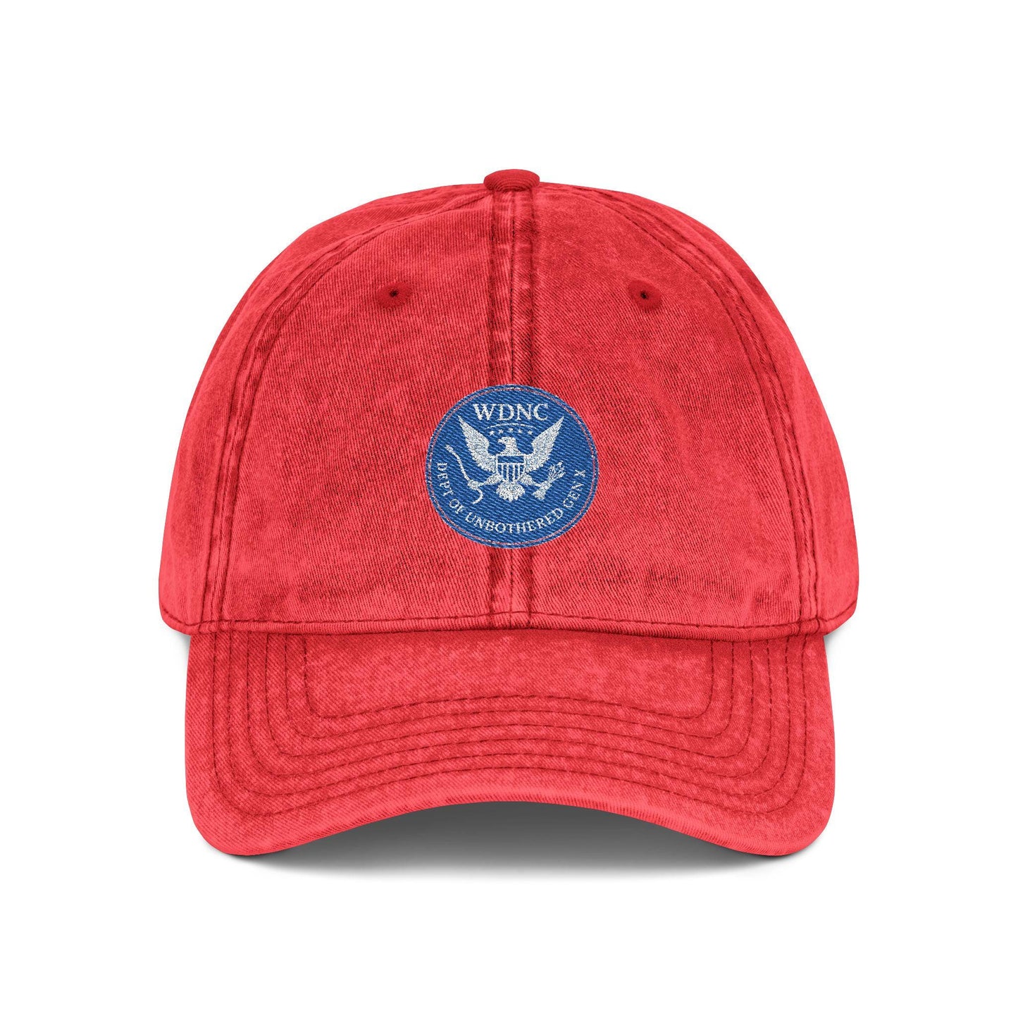 Embroidered Vintage Cap, WDNC Dept of Unbothered Gen X Humor, Funny Hat, Retro Baseball Cap, Distressed Dad Cap, Hipster Cap