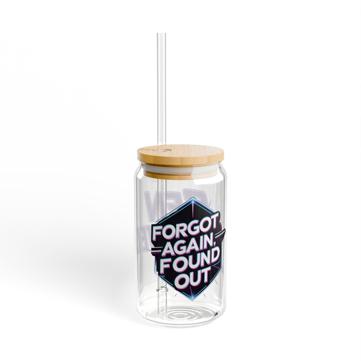Gen X-Hausted Sipper Glass: 16oz Tempered Glass with Bamboo Lid