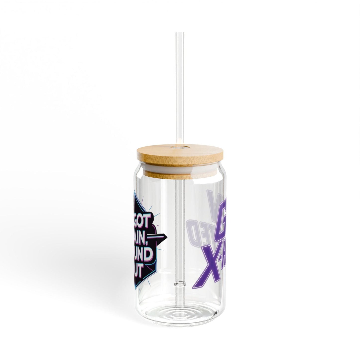 Gen X-Hausted Sipper Glass: 16oz Tempered Glass with Bamboo Lid