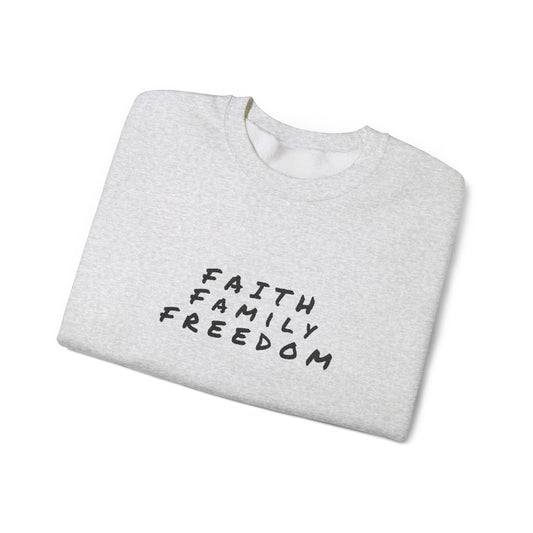 Faith Family Freedom Sweatshirt: Christian Religious Apparel