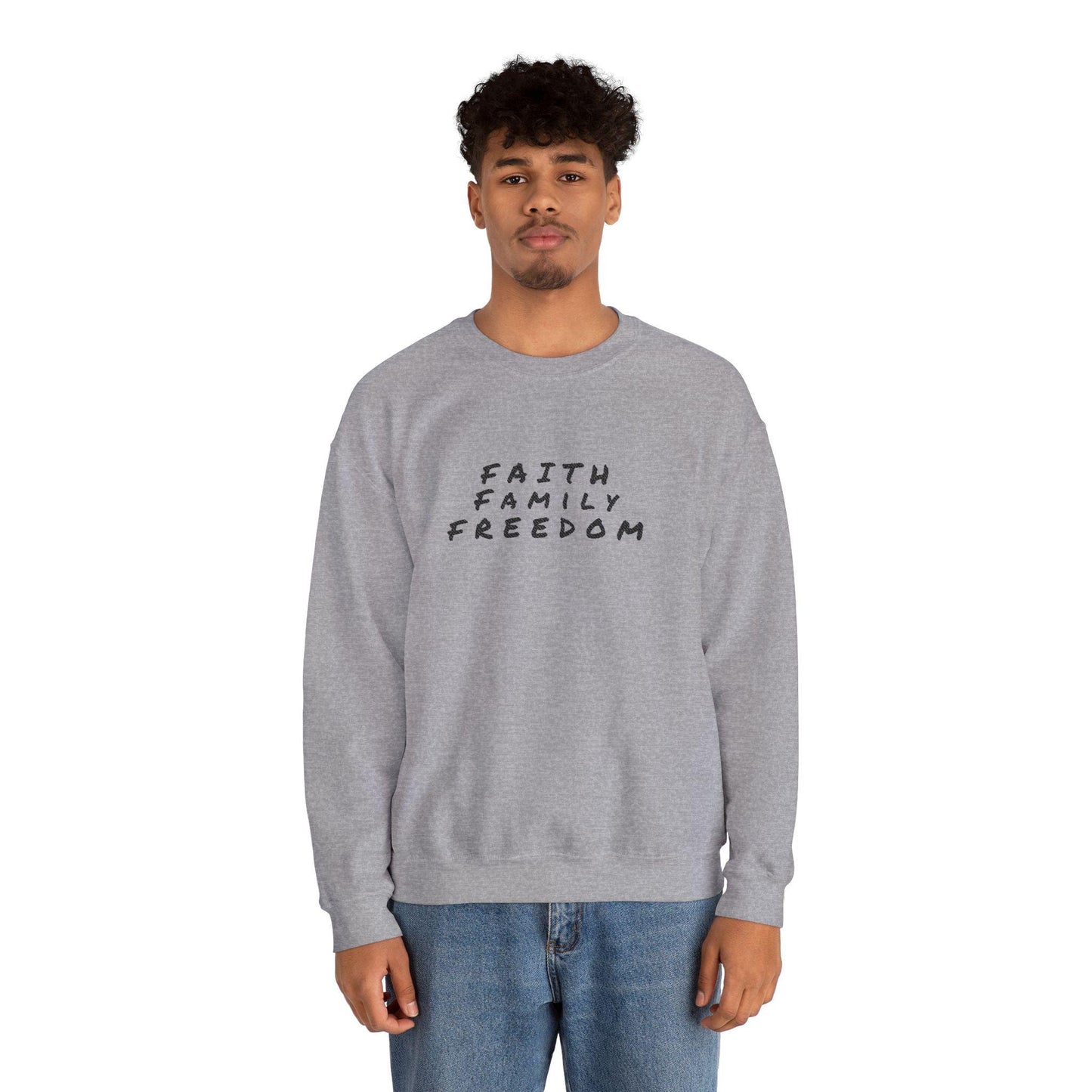Faith Family Freedom Sweatshirt: Christian Religious Apparel