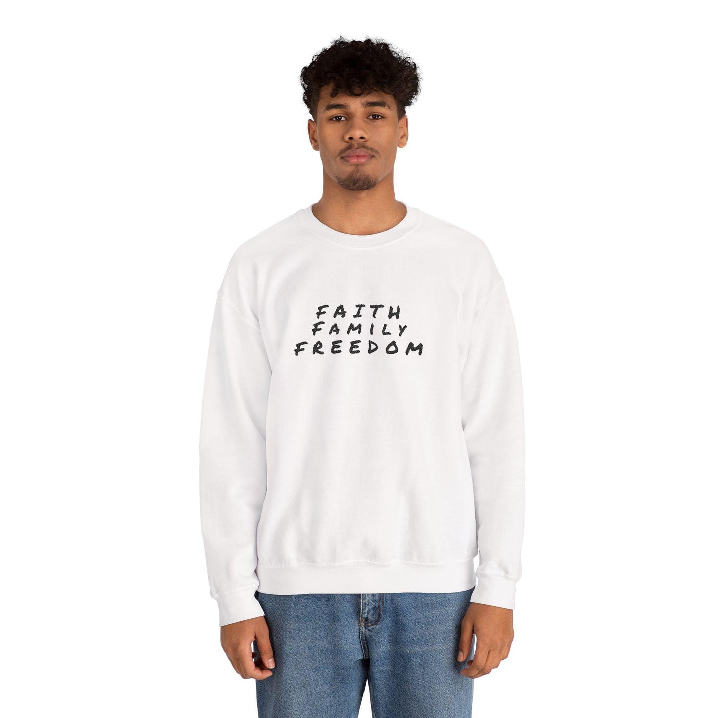 Faith Family Freedom Sweatshirt: Christian Religious Apparel