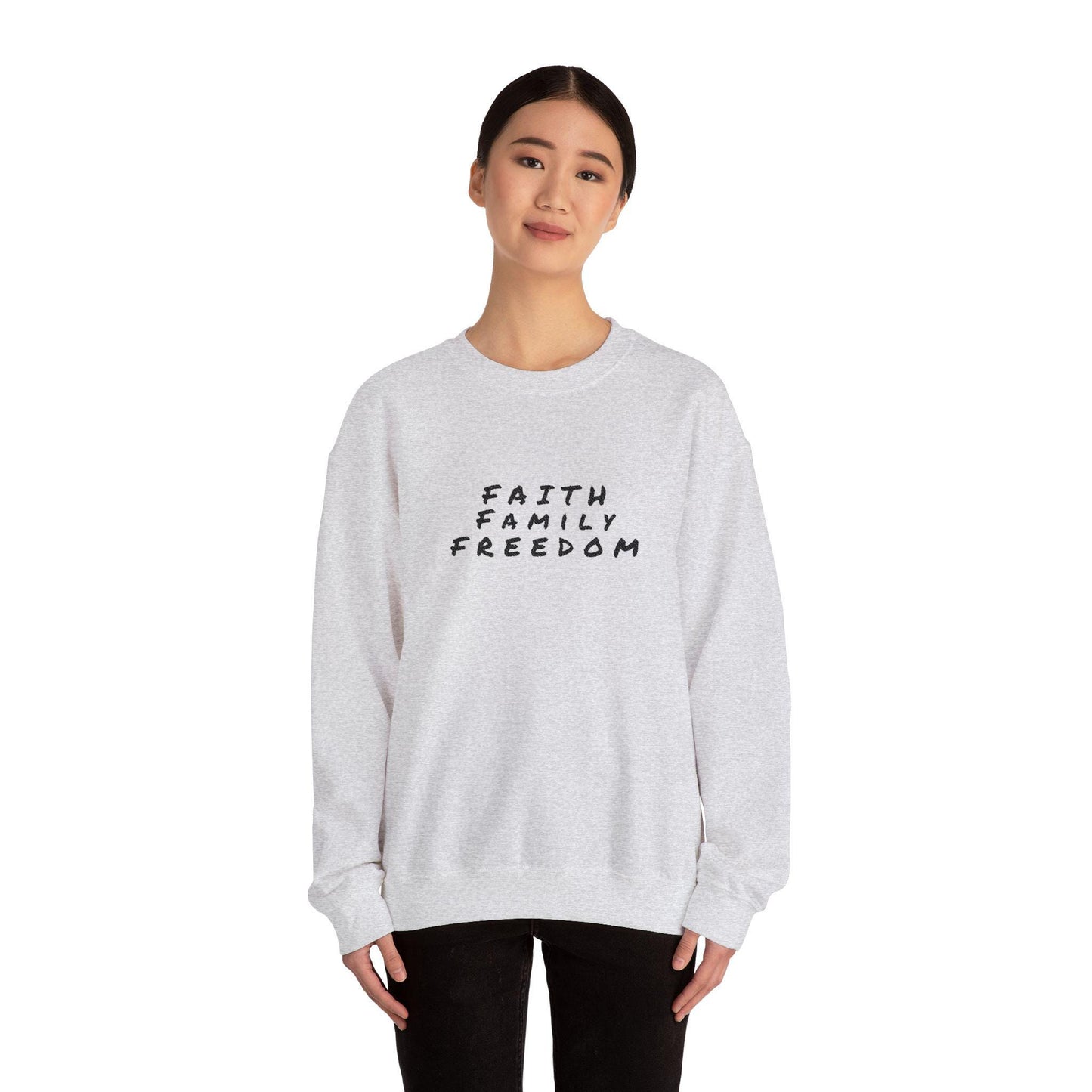 Faith Family Freedom Sweatshirt: Christian Religious Apparel