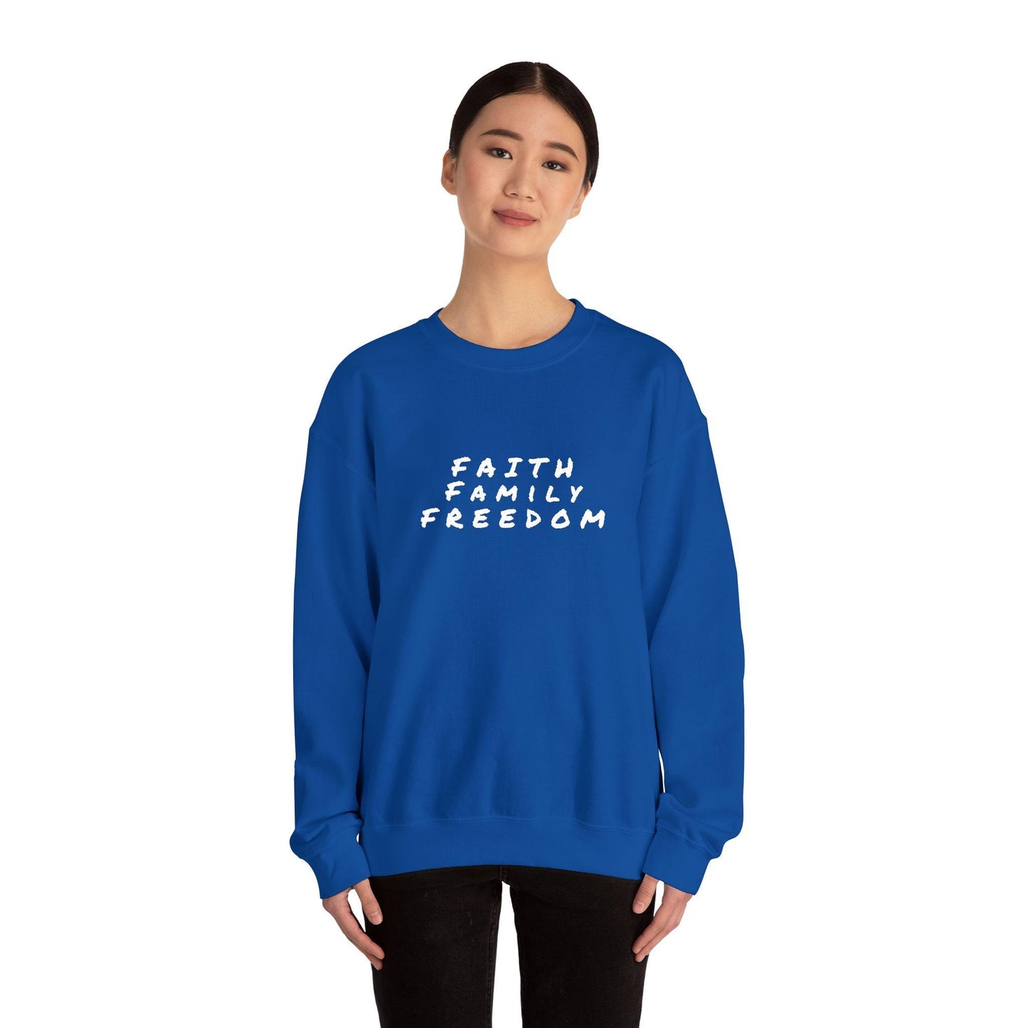 Faith Family Freedom Sweatshirt: Christian Patriotic Crewneck