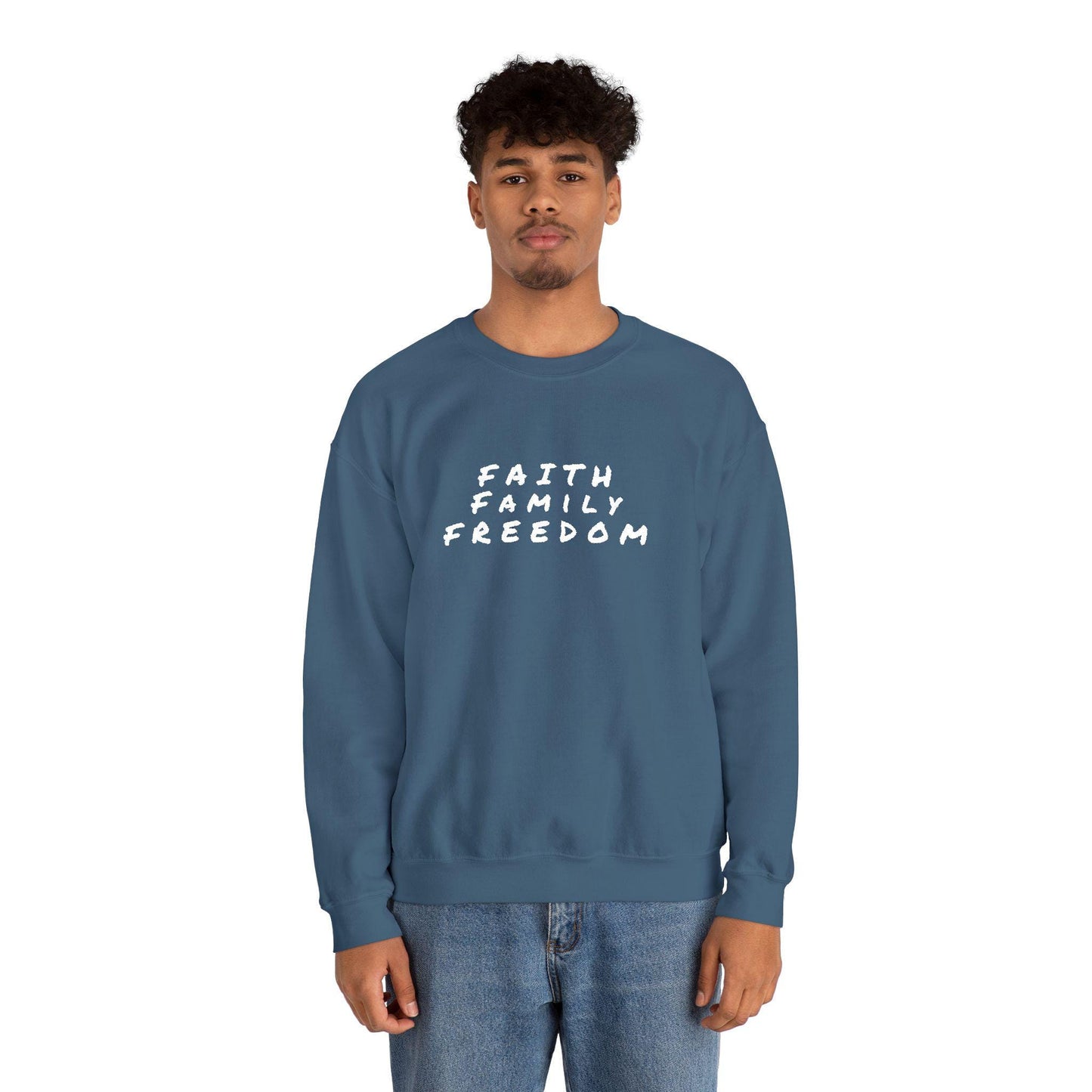 Faith Family Freedom Sweatshirt: Christian Patriotic Crewneck