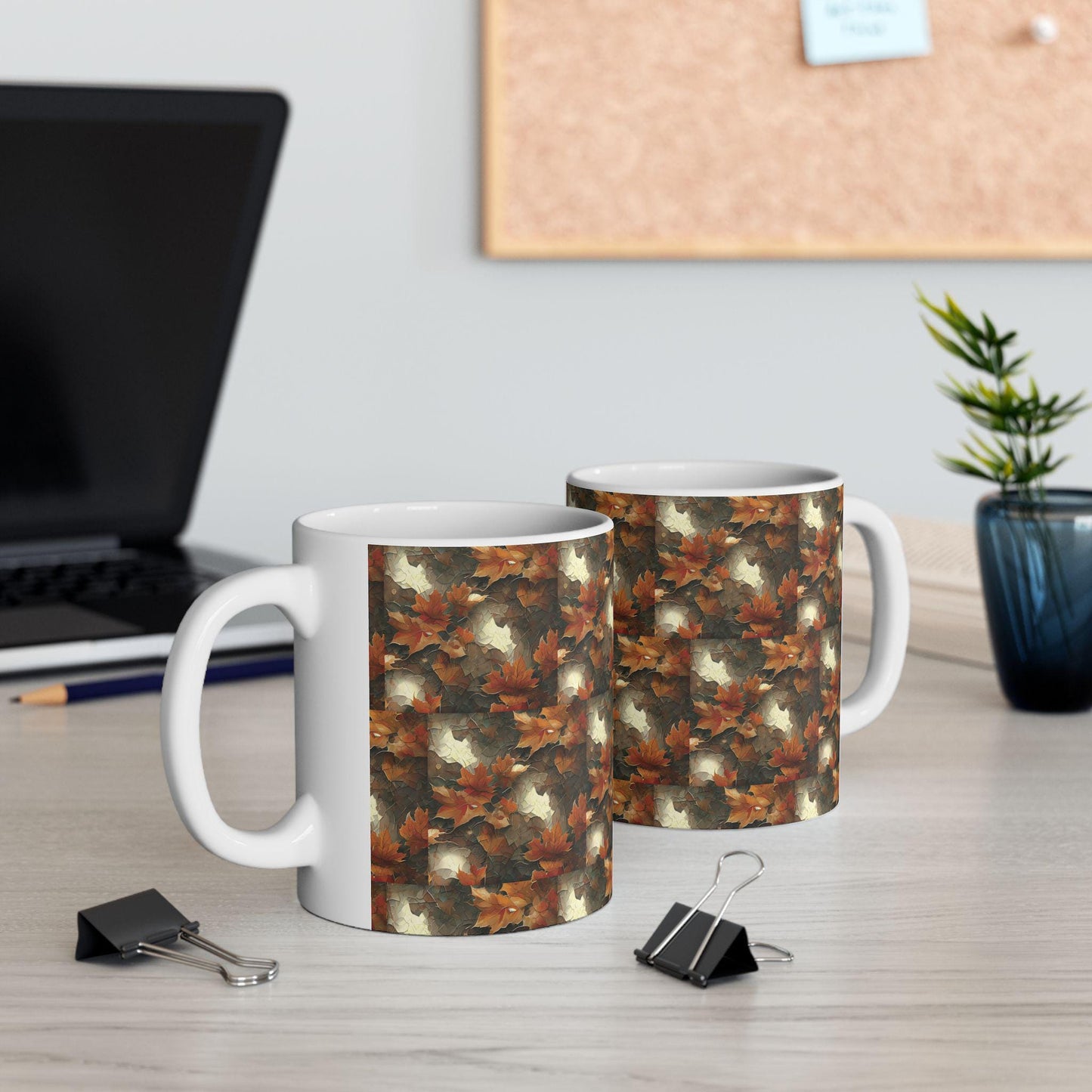Autumn Leaves Ceramic Mug, Fall Drinkware, Coffee Tea Cup, Seasonal Home Decor, Gift for Nature Lovers