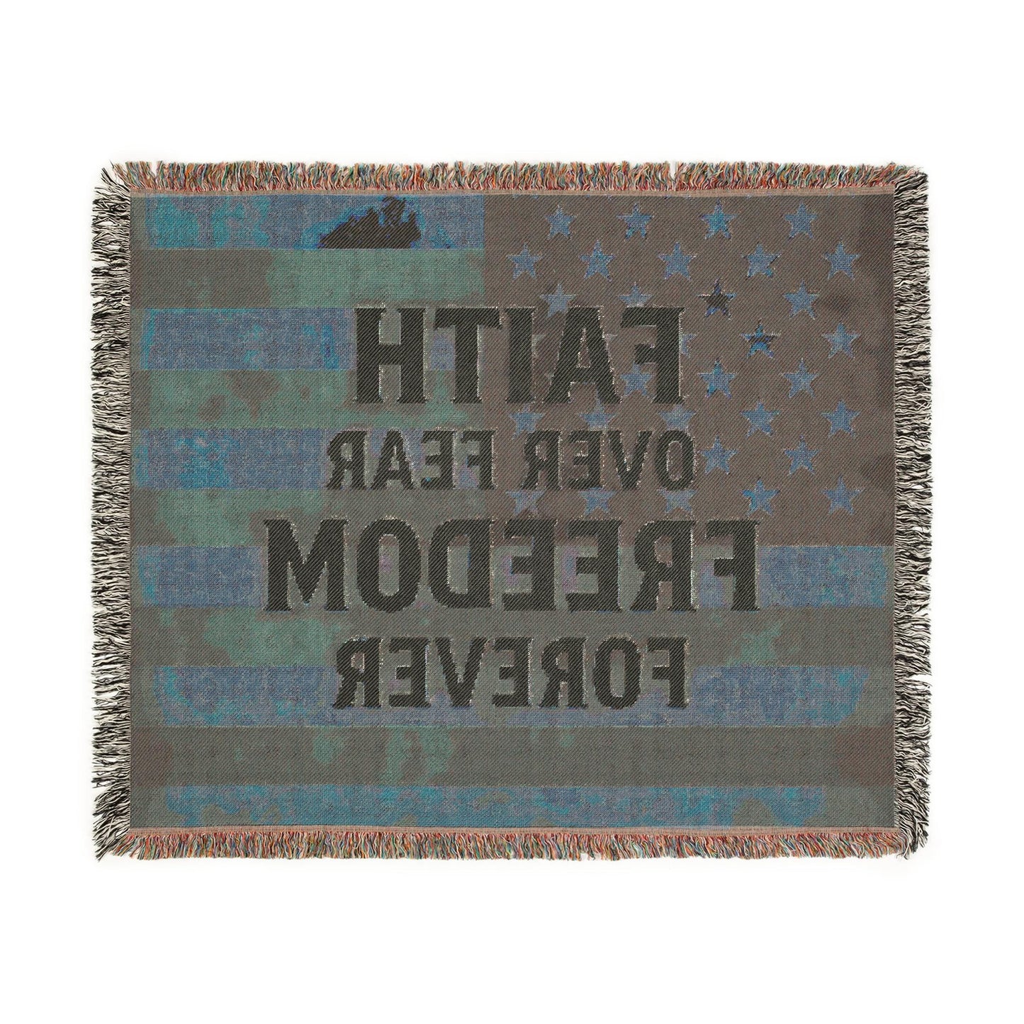 Faith Over Fear Woven Blanket: Inspirational Religious Gift