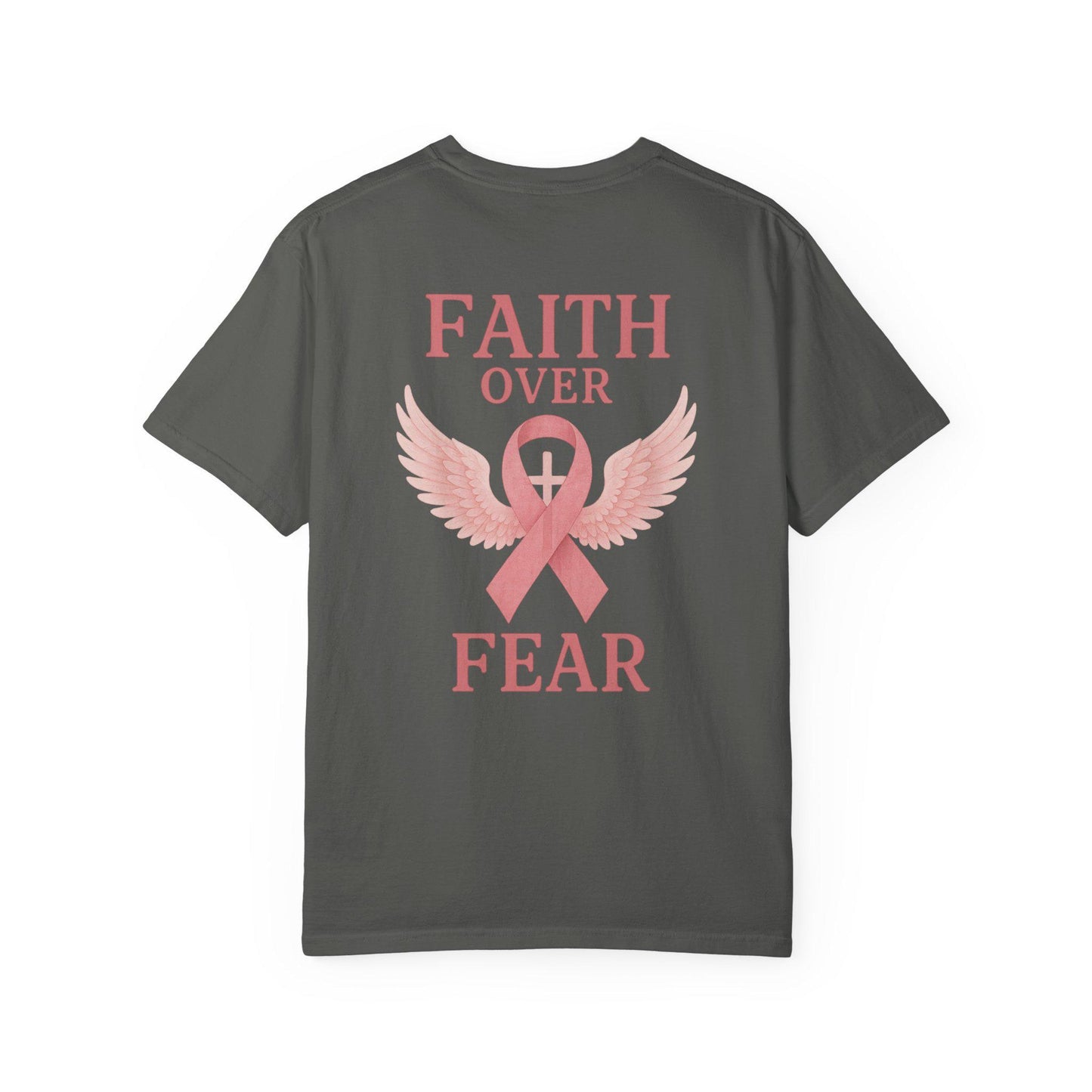 Faith Over Fear Angel Wings T-shirt, Breast Cancer Awareness Tee, Unisex Shirt, Religious Gift, Inspirational Clothing