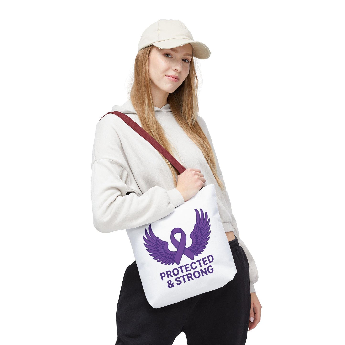 Protected and Strong Awareness Tote Bag, Eco-Friendly Shoulder Bag, Reusable Grocery Bag, Canvas Shopping Tote, Gift for Activists,