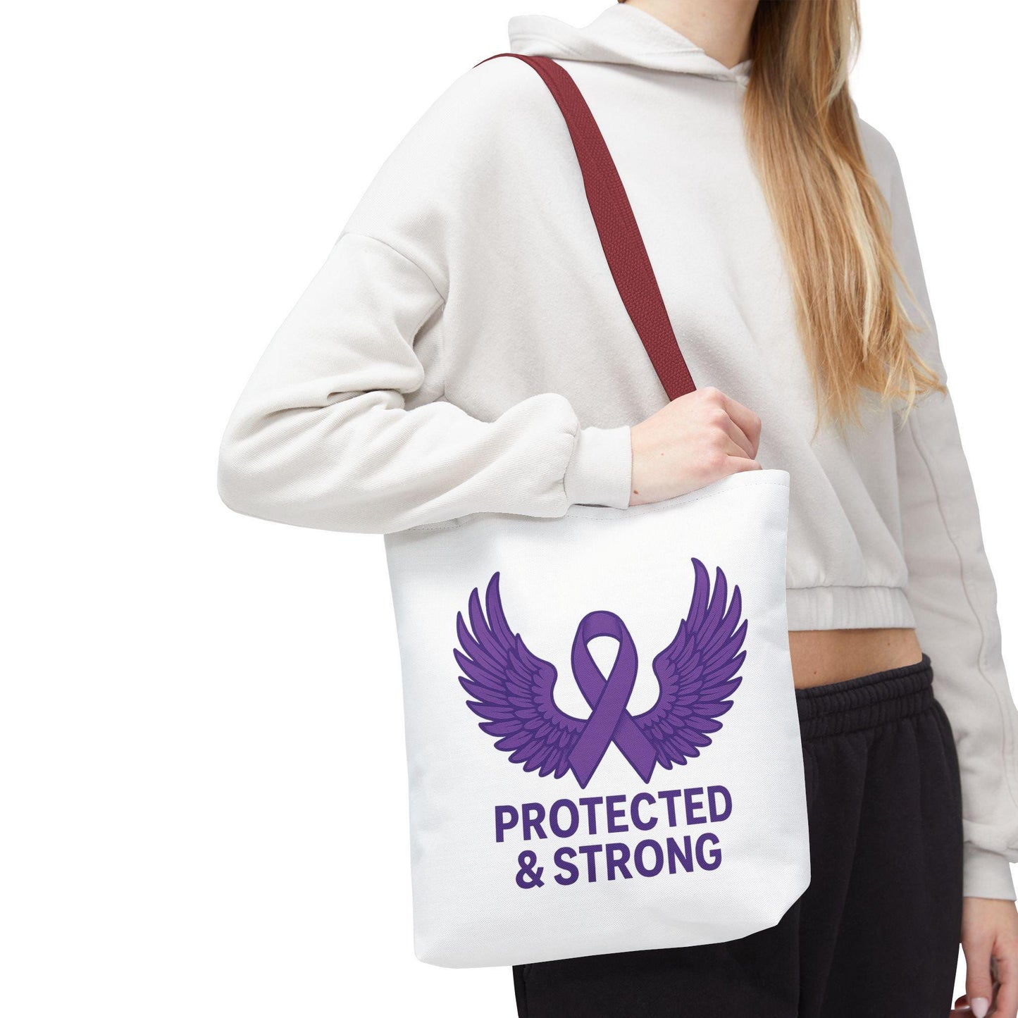 Protected and Strong Awareness Tote Bag, Eco-Friendly Shoulder Bag, Reusable Grocery Bag, Canvas Shopping Tote, Gift for Activists,