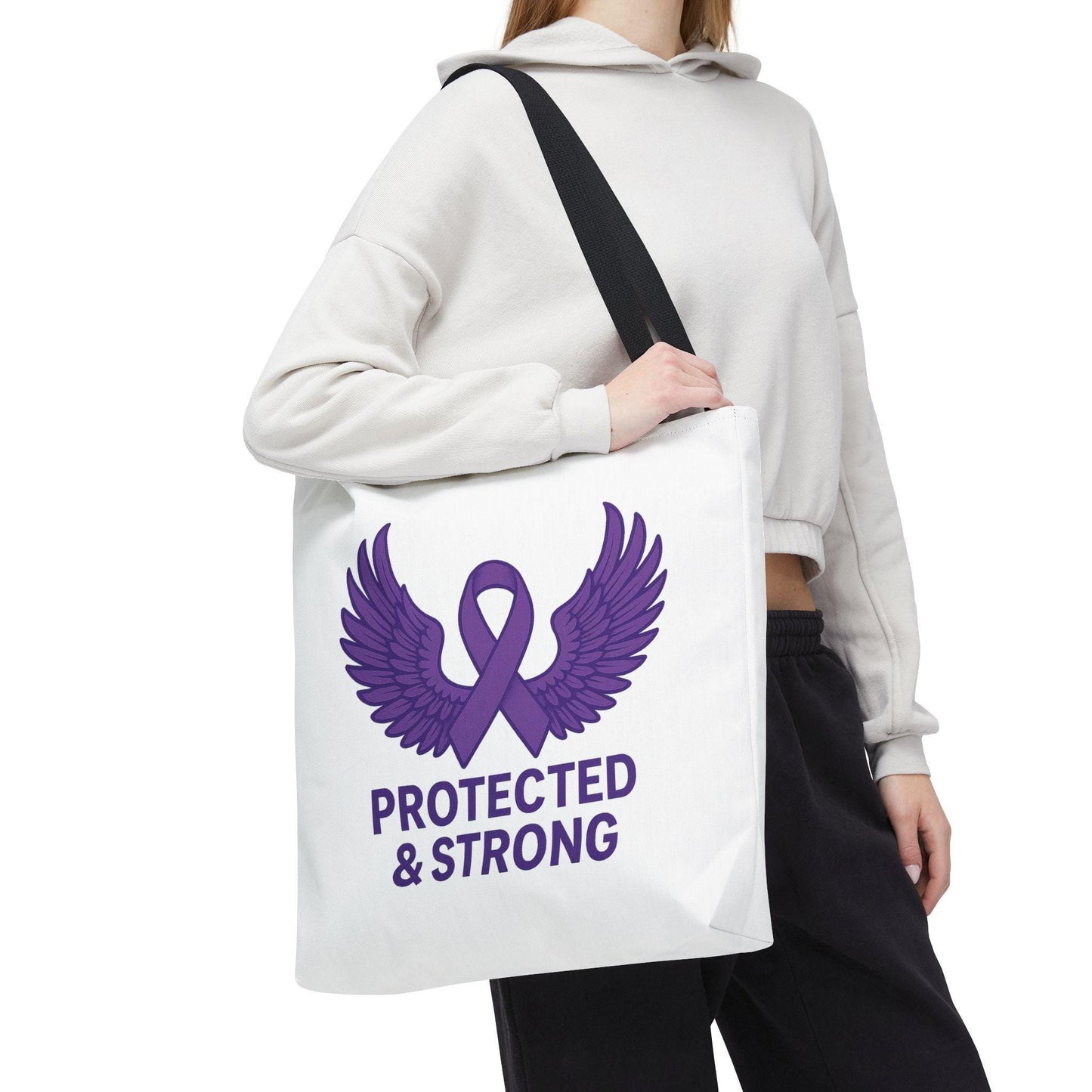 Protected and Strong Awareness Tote Bag, Eco-Friendly Shoulder Bag, Reusable Grocery Bag, Canvas Shopping Tote, Gift for Activists,