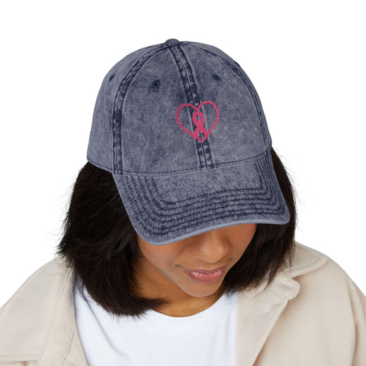 Embroidered Vintage Cap, Breast Cancer Awareness Hat, Pink Ribbon Baseball Cap, Cancer Support Gift, Retro Cancer Survivor Cap
