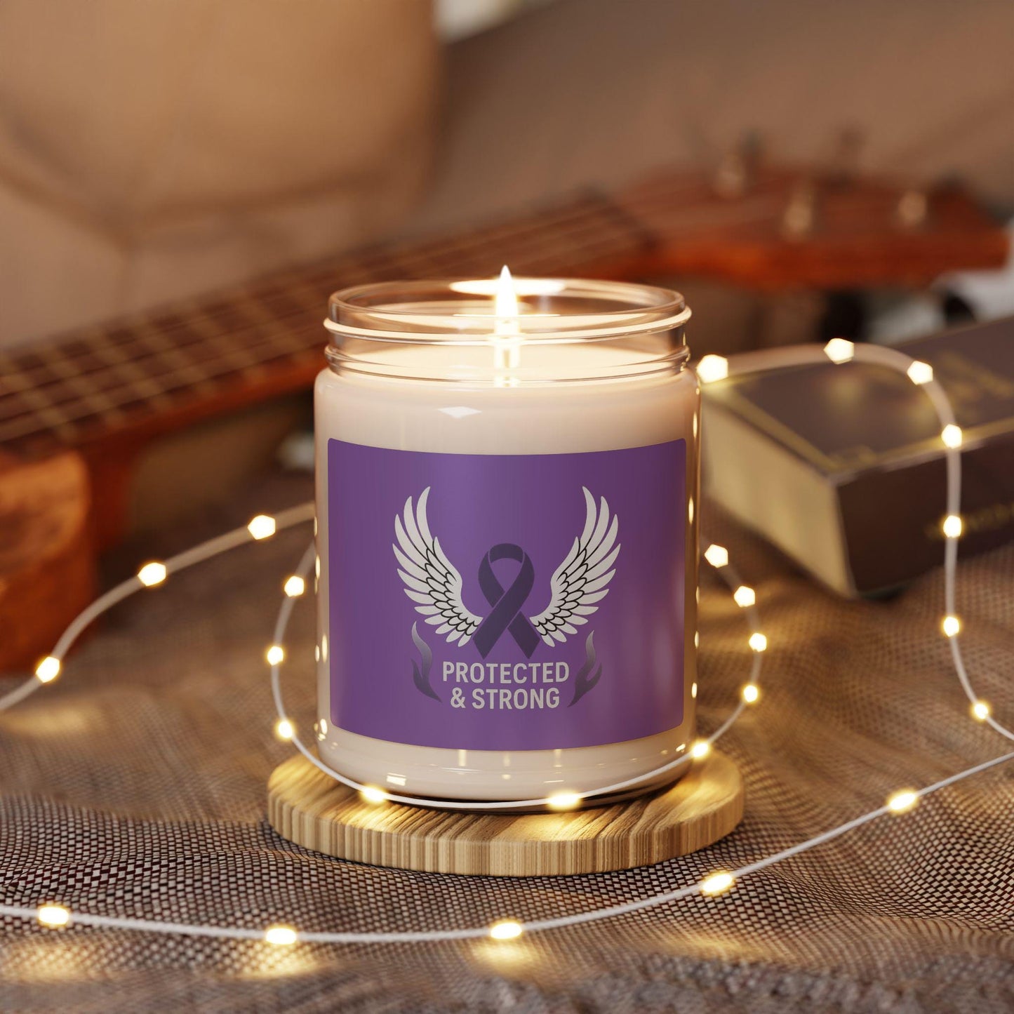Scented Soy Candle - Protected & Strong, Inspirational Gift for Resilience, Aromatherapy, Home Decor, Self-Care, Awareness