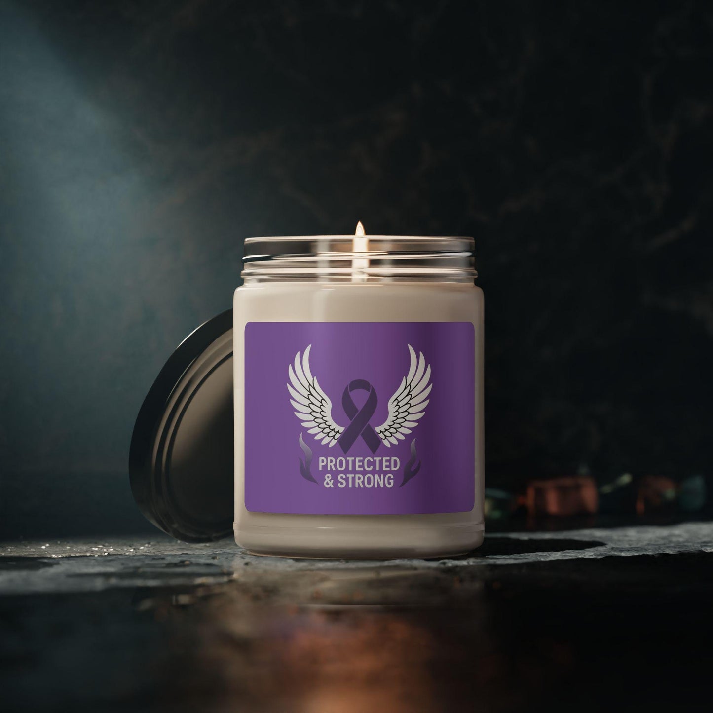 Scented Soy Candle - Protected & Strong, Inspirational Gift for Resilience, Aromatherapy, Home Decor, Self-Care, Awareness