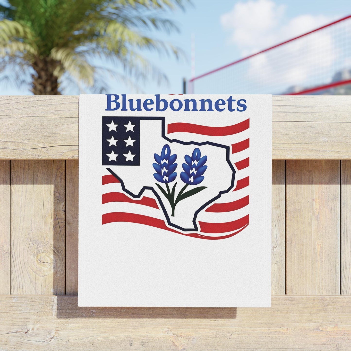 Texas Themed Beach Towel, Red White Bluebonnets Independence Day Towel, Patriotic Pool Towel, Fourth of July Gift, Summer Holiday Towel, USA