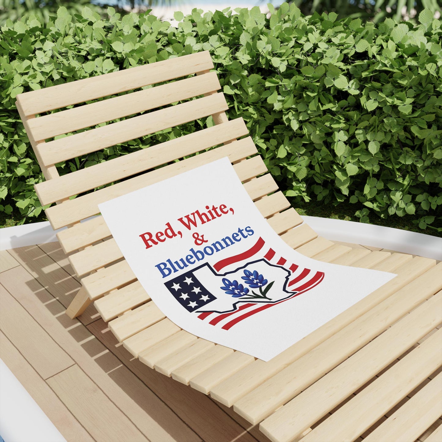 Texas Themed Beach Towel, Red White Bluebonnets Independence Day Towel, Patriotic Pool Towel, Fourth of July Gift, Summer Holiday Towel, USA