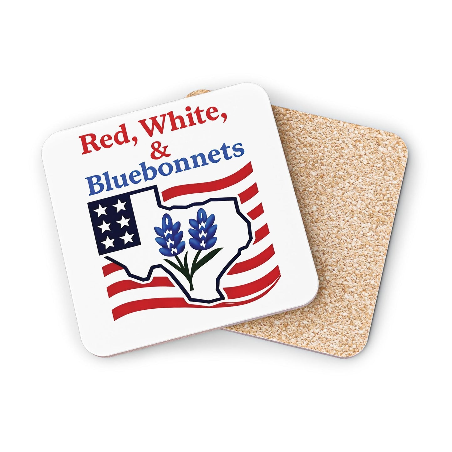 Patriotic Coasters, Independence Day Drink Coasters, Red White Bluebonnets Texas Theme Coasters, USA Flag Coaster Set, July 4th Decor