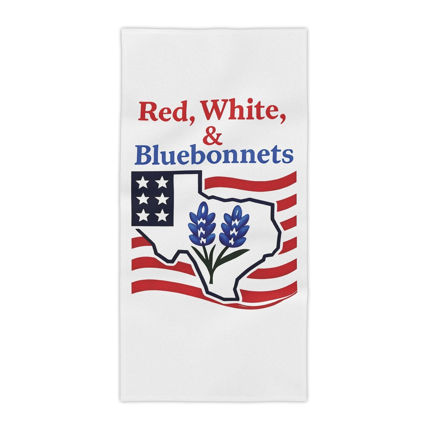 Texas Themed Beach Towel, Red White Bluebonnets Independence Day Towel, Patriotic Pool Towel, Fourth of July Gift, Summer Holiday Towel, USA