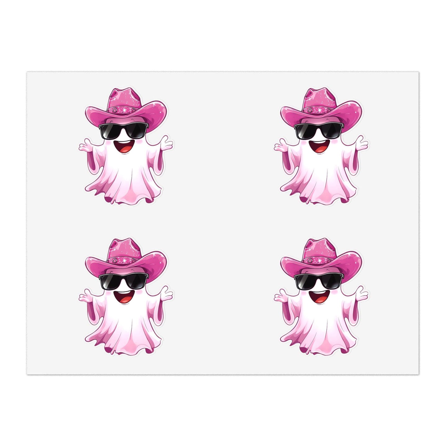 Pink Cowgirl Ghost Sticker Sheets - Funny Western Cowgirl Design, Decorative Vinyl Stickers, Laptop Decals, Planner Accessories, Scrapbook