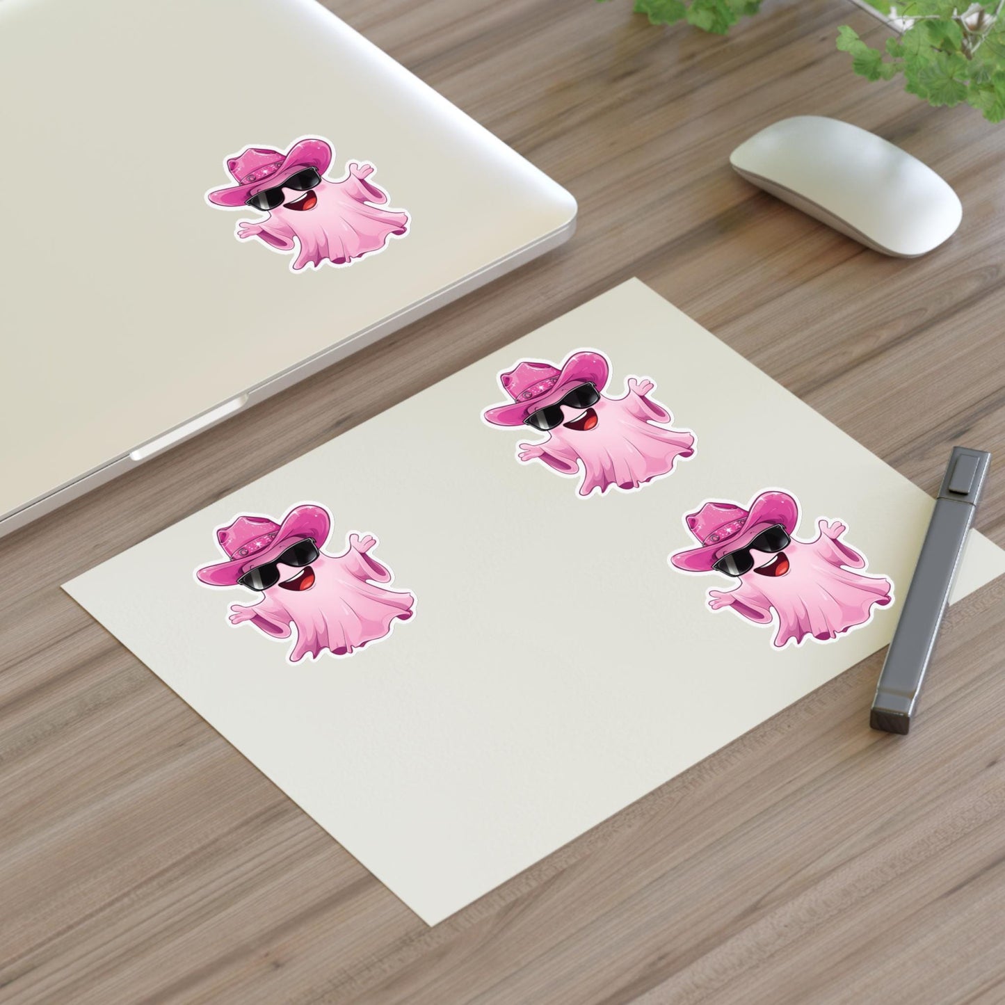Pink Cowgirl Ghost Sticker Sheets - Funny Western Cowgirl Design, Decorative Vinyl Stickers, Laptop Decals, Planner Accessories, Scrapbook