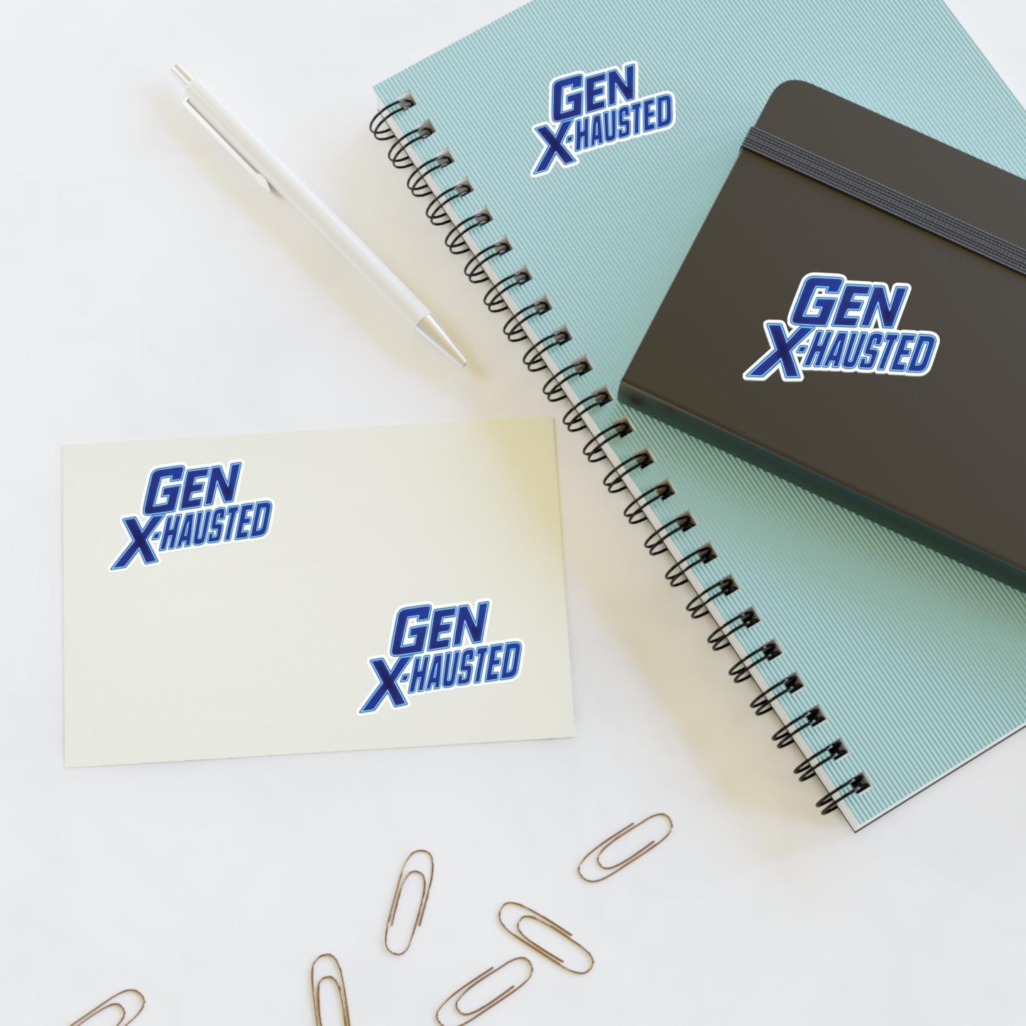 Gen X-Hausted Sticker Sheets - Quirky Office Decor, Fun Gifts, Generation X Humor, Laptop Stickers, Journal Accessories