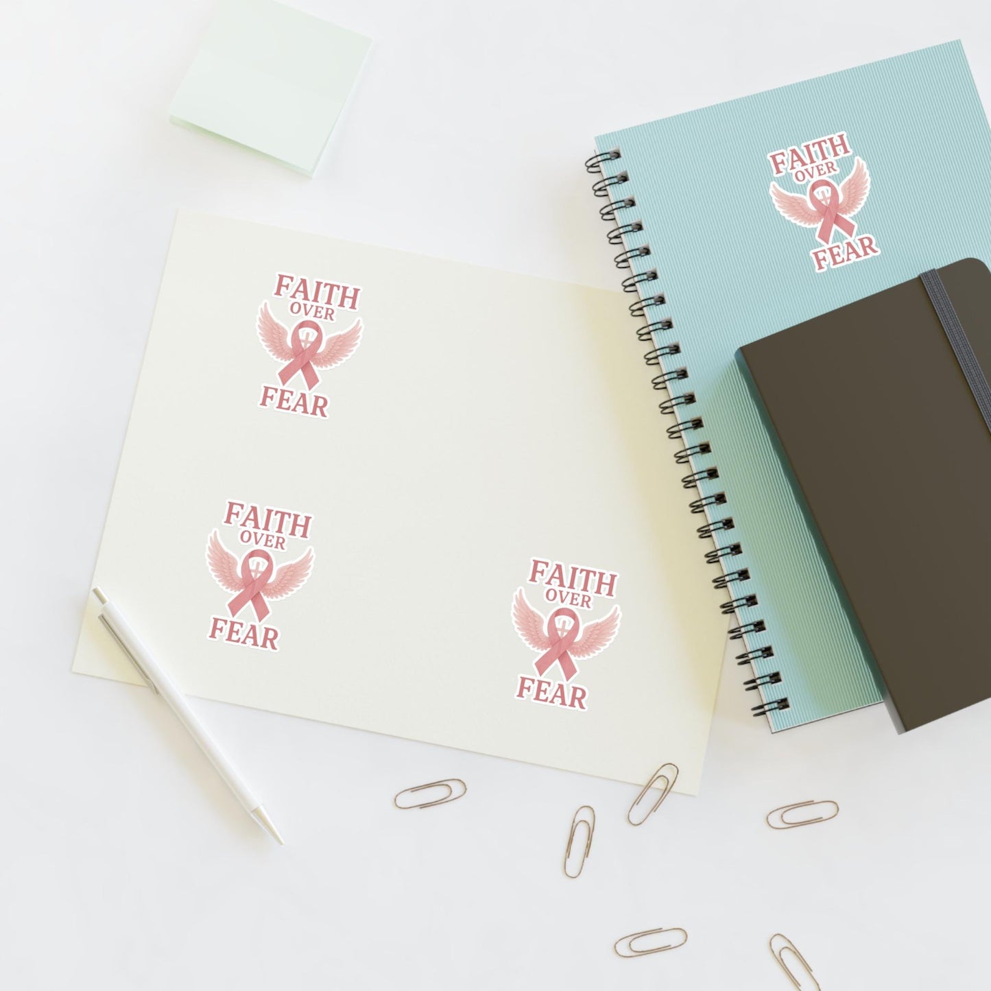 Empowering Sticker Sheets for Hope and Inspiration, Motivational Décor, Faith Over Fear, Breast Cancer Awareness