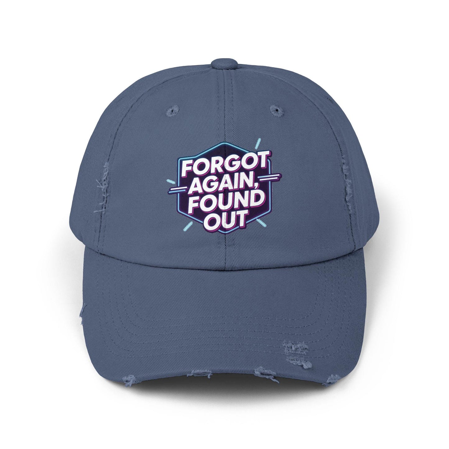 Distressed Cotton Cap: 'Forgot Again, Found Out' - Trendy Unisex Hat
