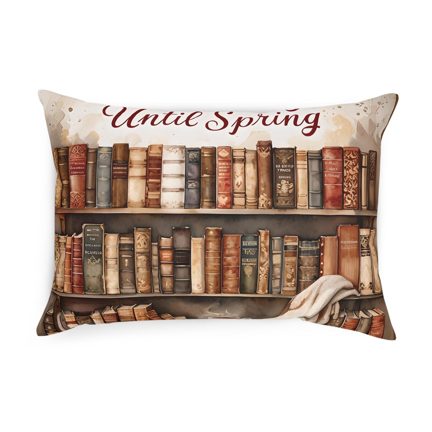 Cozy Cotton Reading Cushion: "Introverting Until Spring" Throw Pillow