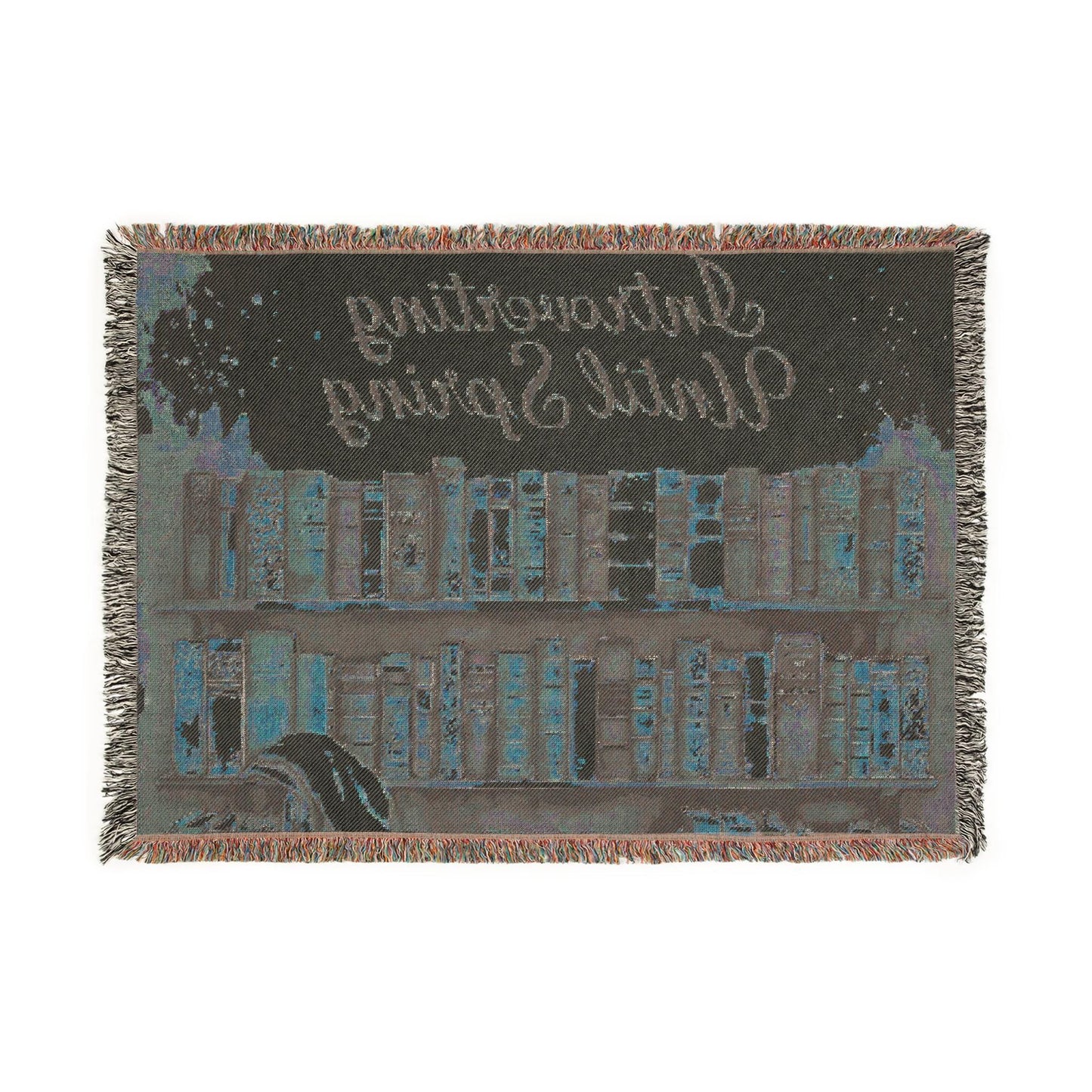 Literary Woven Cotton Blanket: Cozy Reading Nook Decor