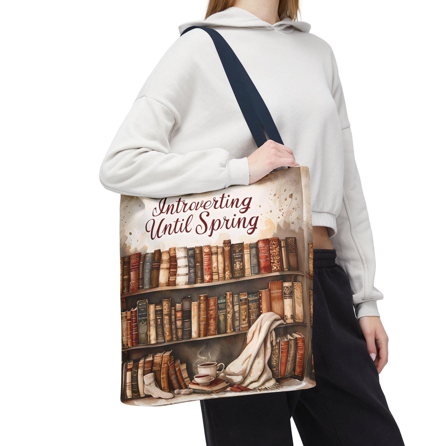 Book Lover Tote Bag: "Introverting Until Spring" Literary Gift
