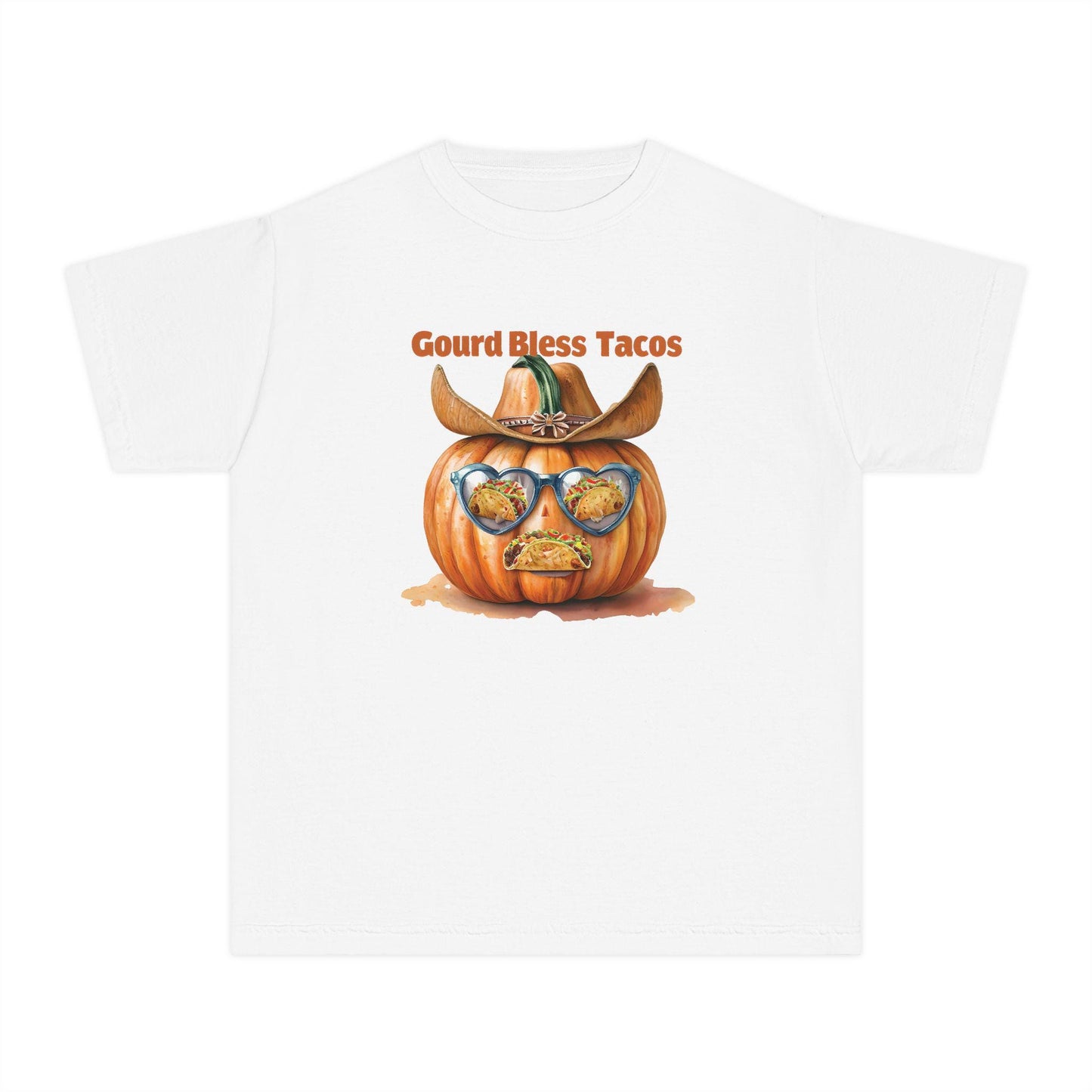 Gourd Bless Tacos Youth Tee: Whimsical Fall Halloween Shirt