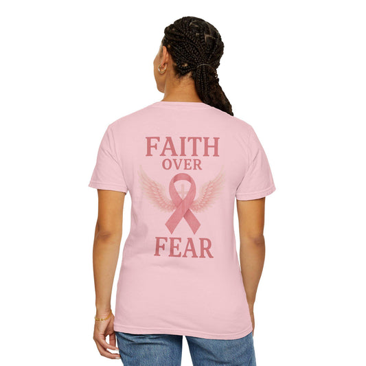 Faith Over Fear Angel Wings T-shirt, Breast Cancer Awareness Tee, Unisex Shirt, Religious Gift, Inspirational Clothing