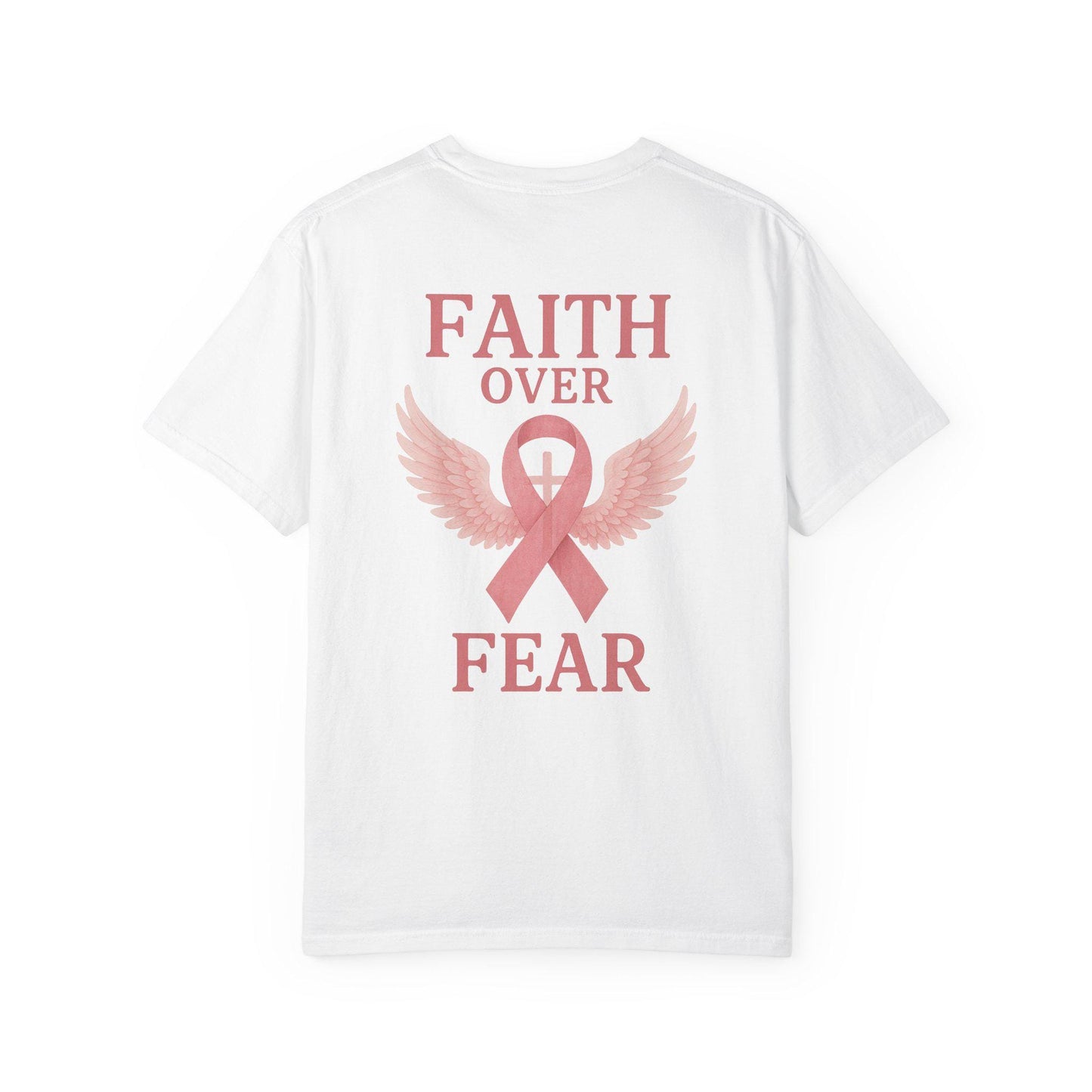 Faith Over Fear Angel Wings T-shirt, Breast Cancer Awareness Tee, Unisex Shirt, Religious Gift, Inspirational Clothing