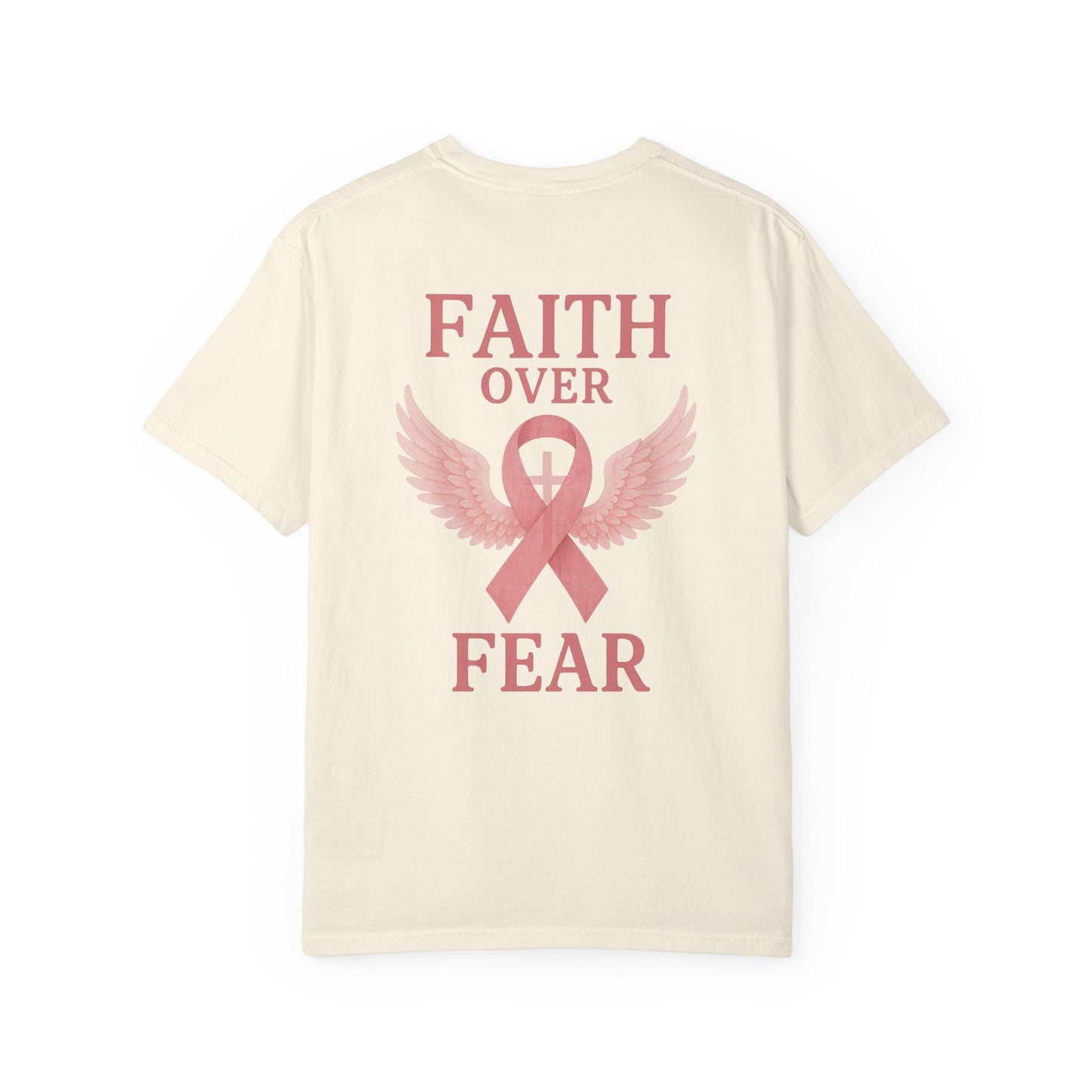 Faith Over Fear Angel Wings T-shirt, Breast Cancer Awareness Tee, Unisex Shirt, Religious Gift, Inspirational Clothing