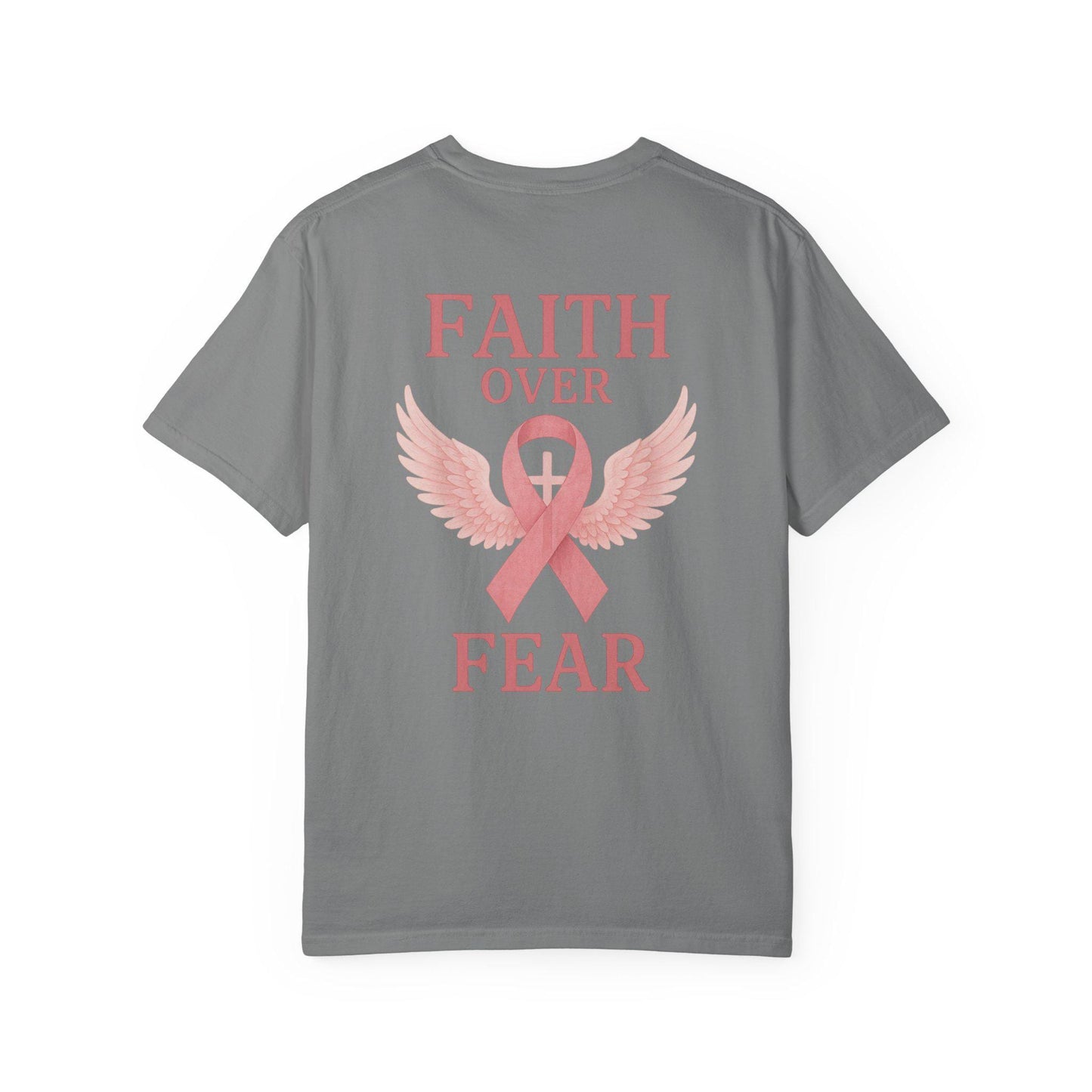 Faith Over Fear Angel Wings T-shirt, Breast Cancer Awareness Tee, Unisex Shirt, Religious Gift, Inspirational Clothing