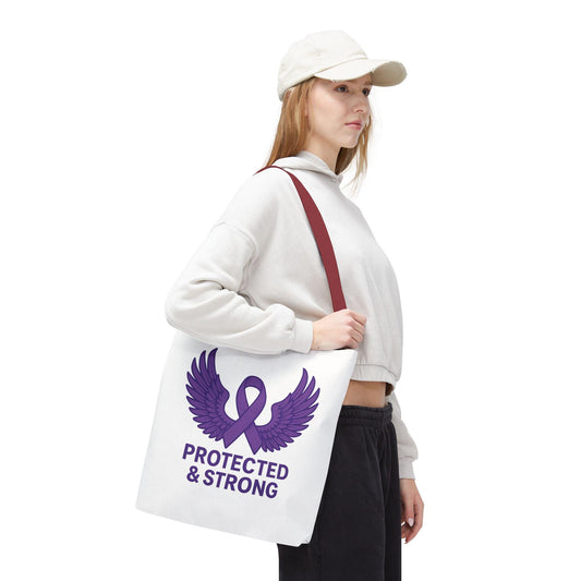 Protected and Strong Awareness Tote Bag, Eco-Friendly Shoulder Bag, Reusable Grocery Bag, Canvas Shopping Tote, Gift for Activists,